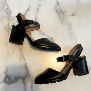 New Madewell claudie mary jane block heels, black leather, size 8.5